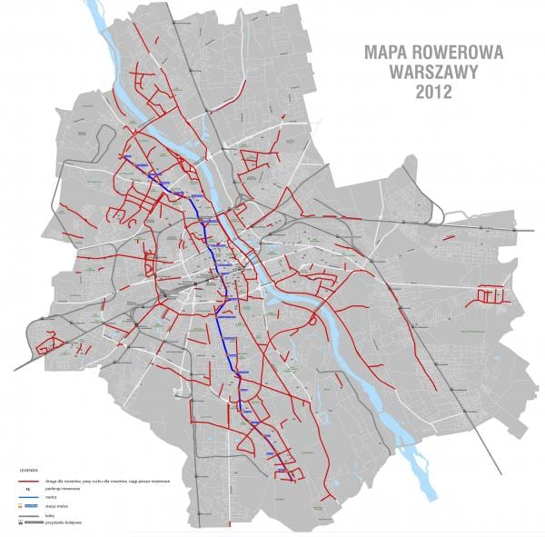 Itinerari, piste e corsie ciclabili di Varsavia