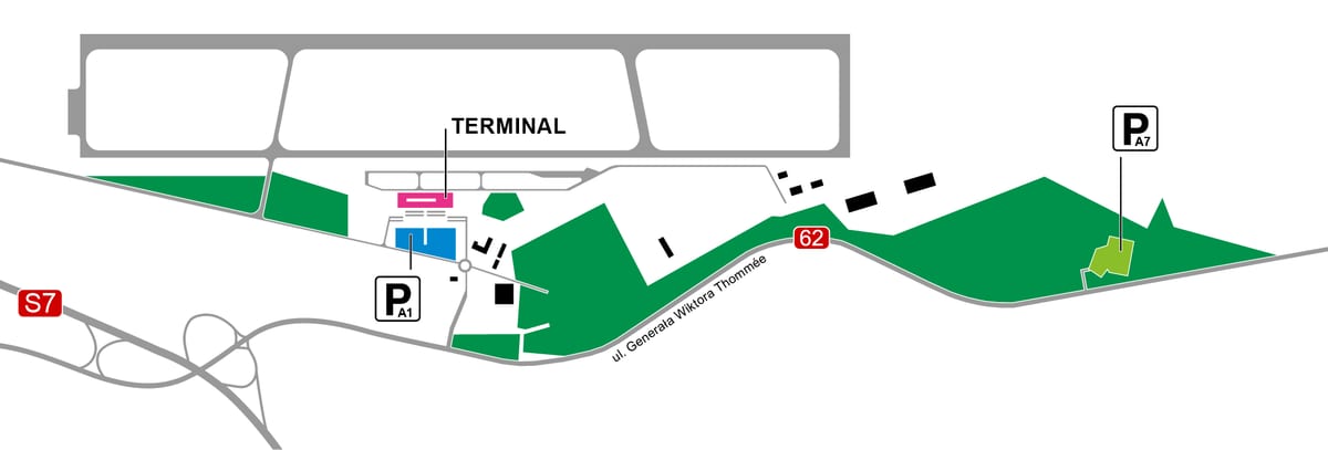 Mappa dell'aeroporto di Varsavia-Modlin e del terminal (WMI)